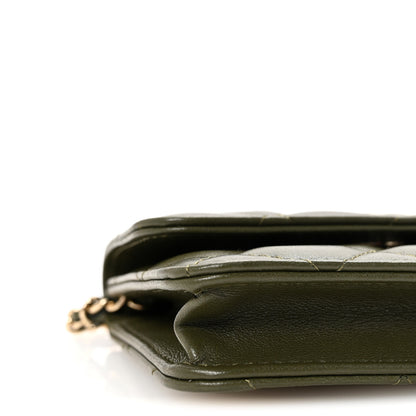 Chanel Lambskin Quilted Flap Chain Belt Bag Khaki 9 of 10