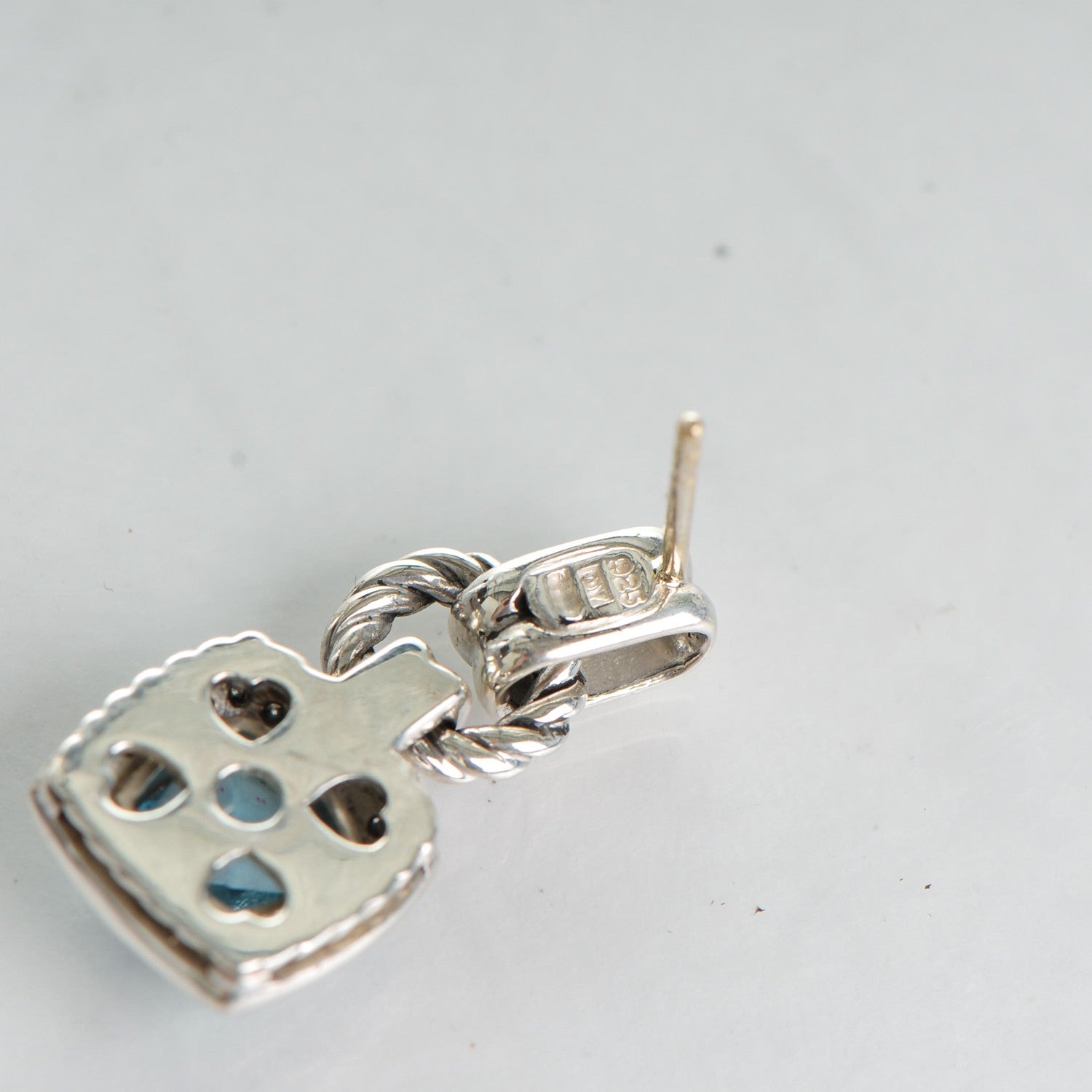 David Yurman Sterling Silver Diamond Blue Topaz 7mm Renaissance Drop Earrings 6 of 7