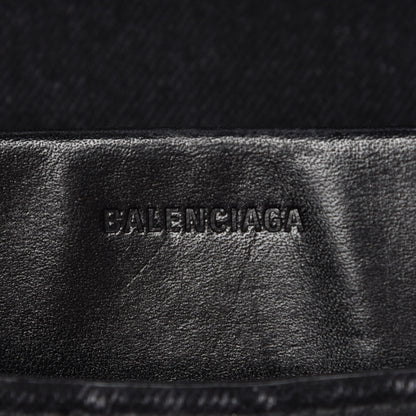 Balenciaga Destroyed Denim Jacquard Logo Matelasse M BB Round Shoulder Bag Black 8 of 12