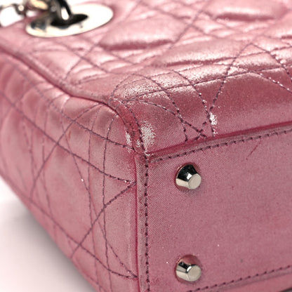 Christian Dior Metallic Lambskin Cannage Mini Lady Dior Rose Cherie 9 of 16