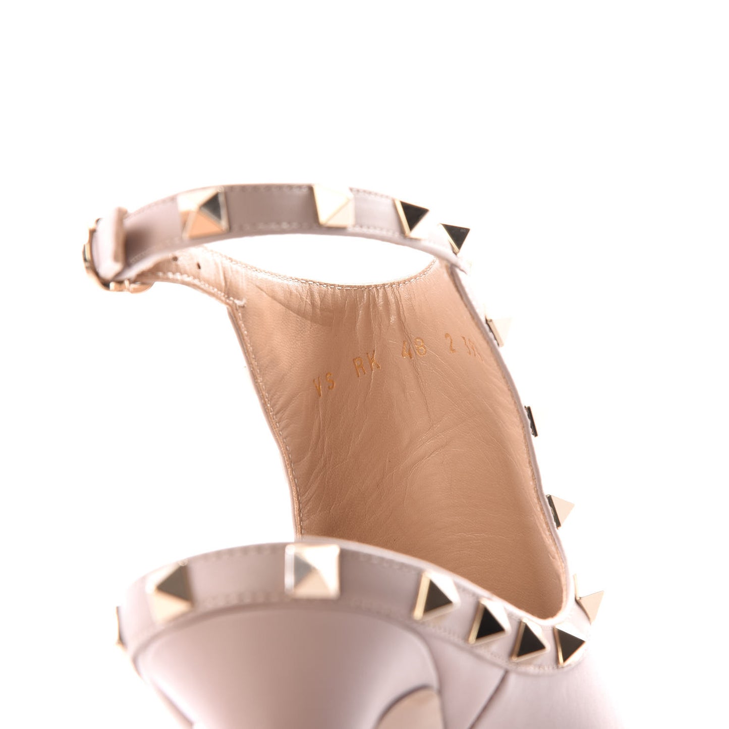 Calfskin Rockstud Open Back Ankle Booties 39.5 Poudre