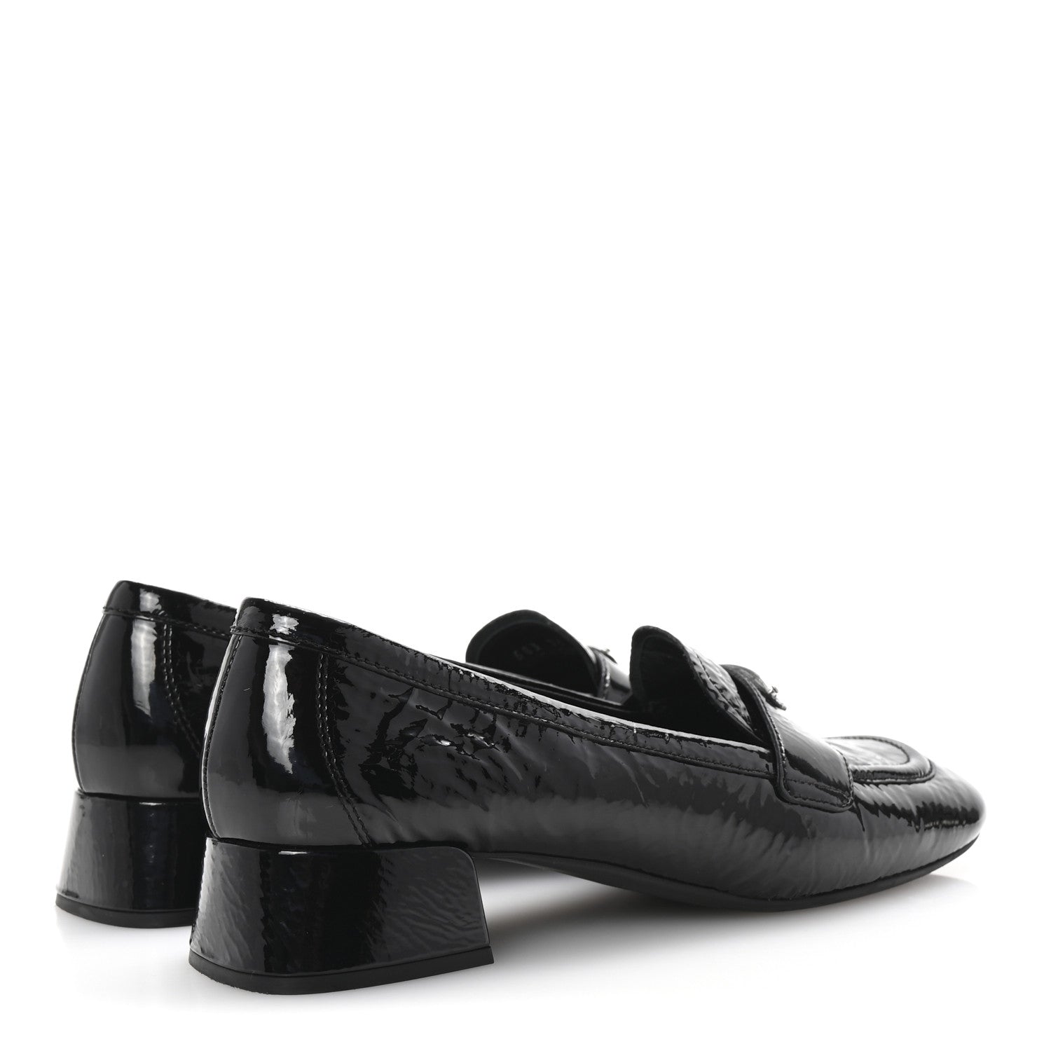 Prada Naplak Metal Triangle Logo 30mm Loafer Pumps 38 Black 5 of 9