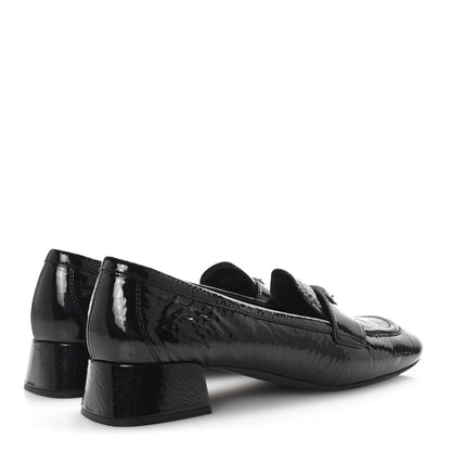 Prada Naplak Metal Triangle Logo 30mm Loafer Pumps 38 Black 5 of 9