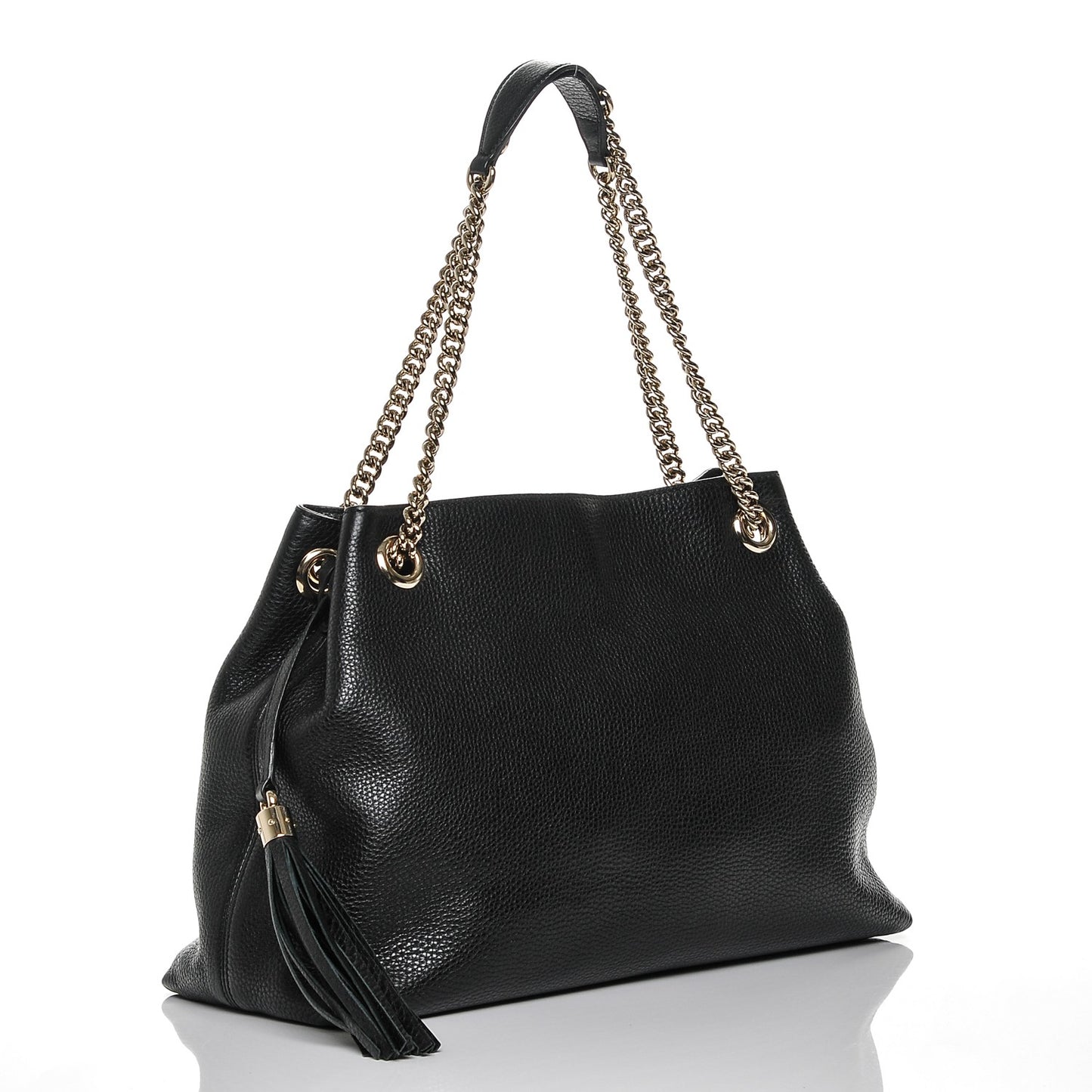 Pebbled Calfskin Medium Soho Chain Shoulder Bag Black