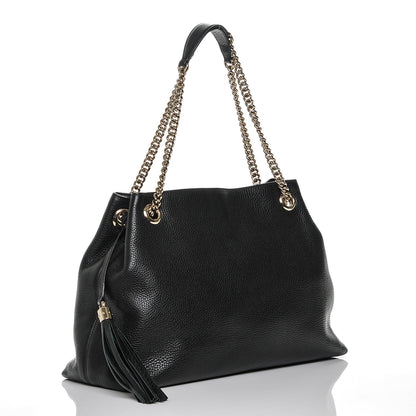 Gucci Pebbled Calfskin Medium Soho Chain Shoulder Bag Black 3 of 6