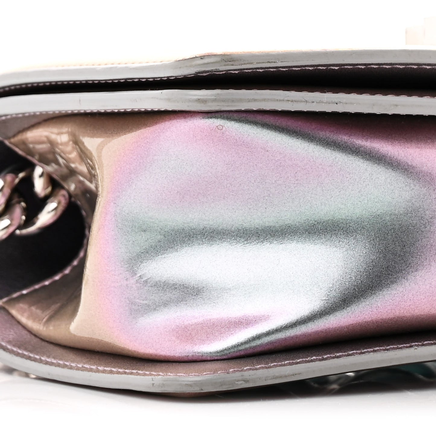Iridescent Patent Calfskin PVC Quilted Small Boy Flap Light Purple