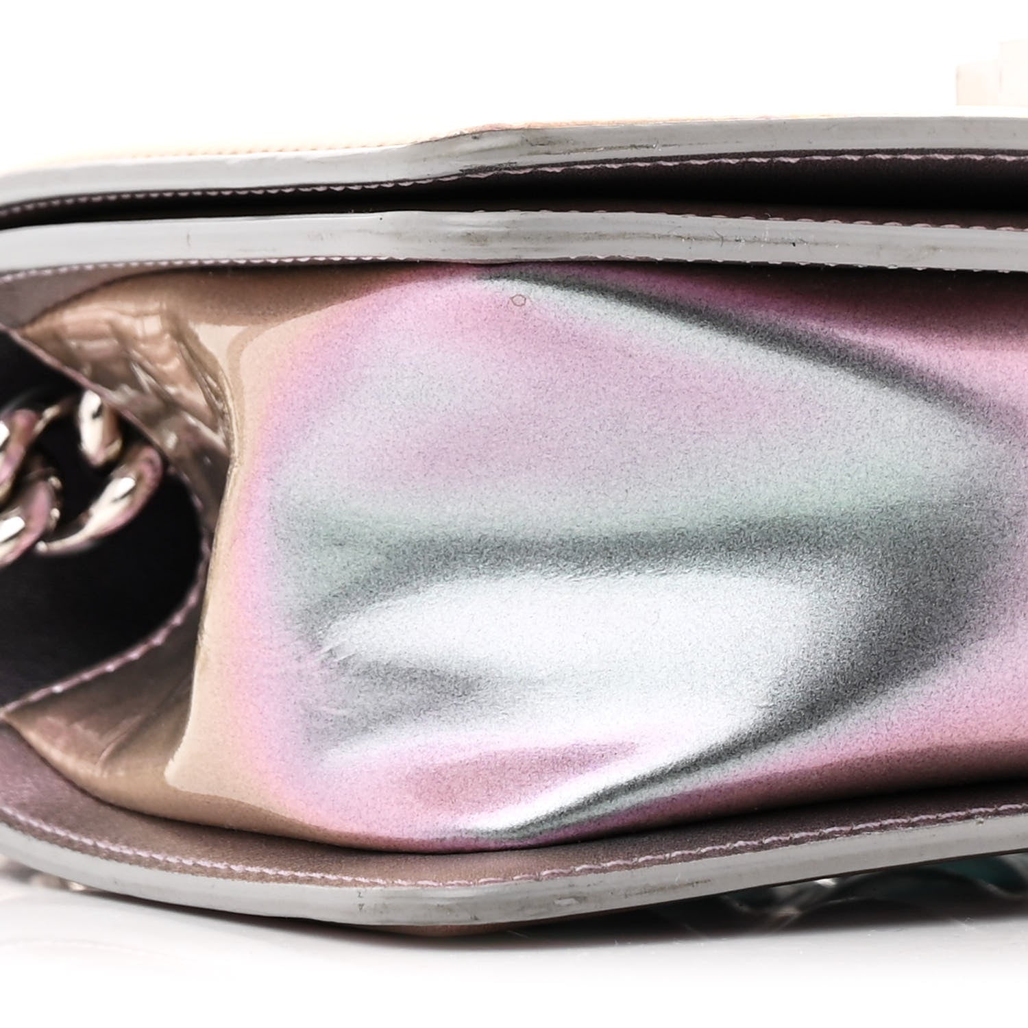 Chanel Iridescent Patent Calfskin PVC Quilted Small Boy Flap Light Purple 9 of 14