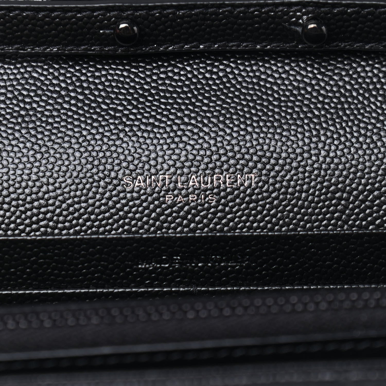 Saint Laurent Grain De Poudre Matelasse Chevron Monogram Chain Wallet Black 7 of 10
