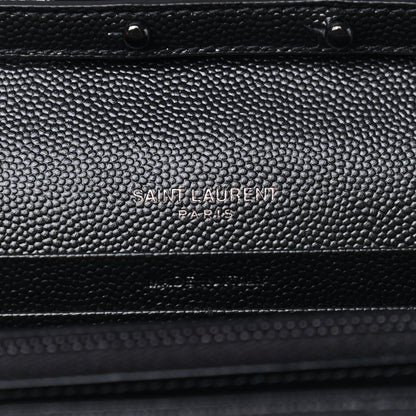 Saint Laurent Grain De Poudre Matelasse Chevron Monogram Chain Wallet Black 7 of 10