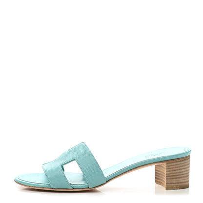 Hermes Epsom Oasis Sandals 37.5 Vert Embrun 1 of 7