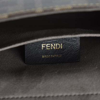 Fendi Vitello Grace Glazed Fabric FF 1974 Double F Shoulder Bag Alchemy Mogano Panna 8 of 10