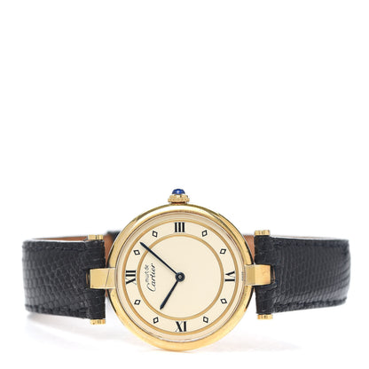 Cartier Sterling Silver Vermeil Lizard 30mm Must De 21 Quartz Watch 2 of 5