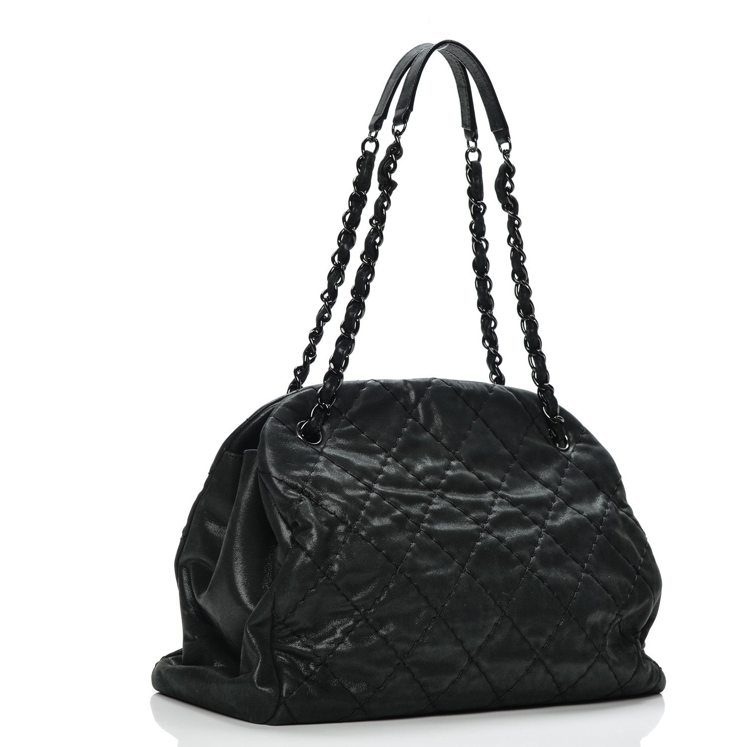 Chanel Iridescent Calfskin Quilted Large Just Mademoiselle Dark Grey 3 of 8