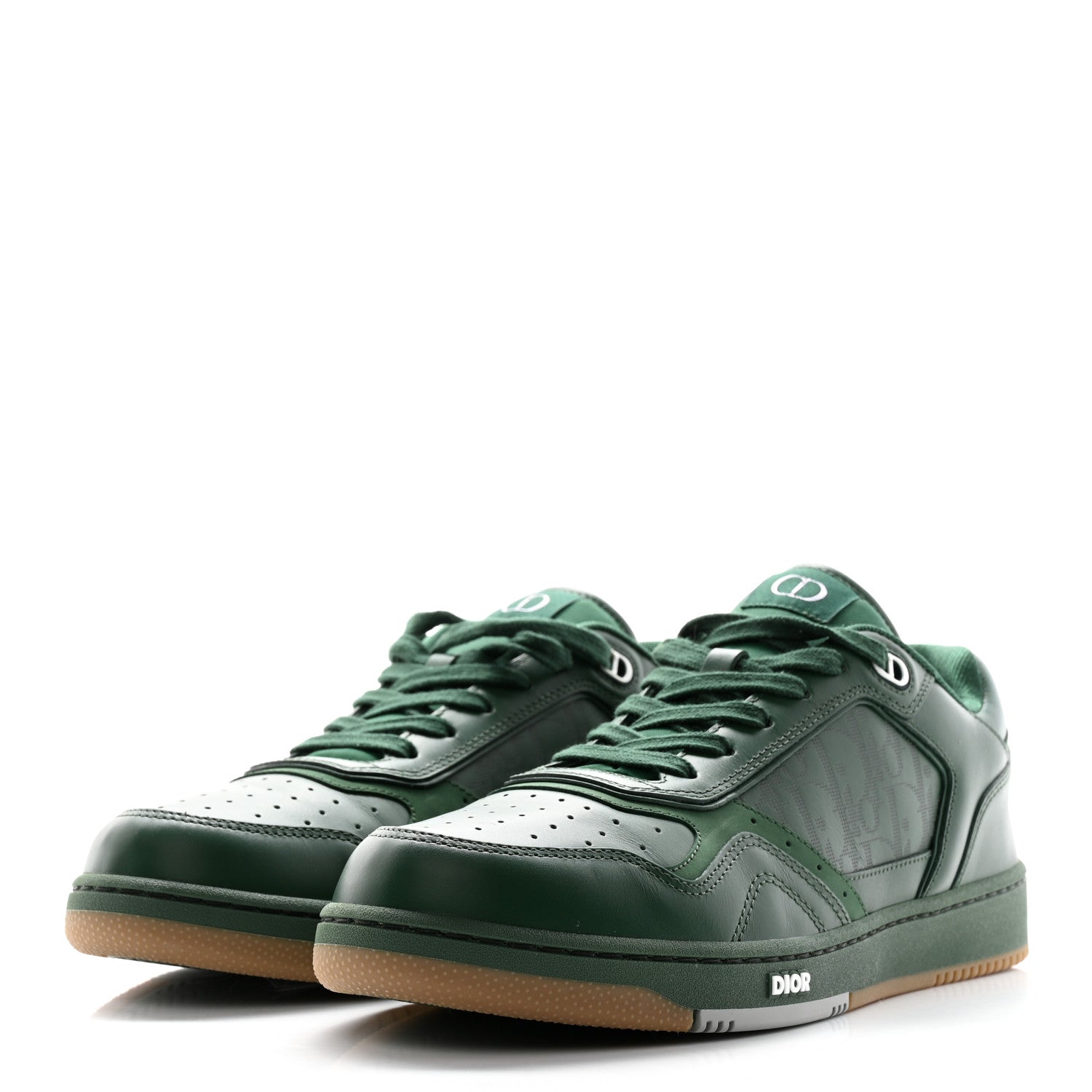 Christian Dior Smooth Calfskin Oblique Galaxy Mens B27 Low Top Sneakers 45 Green Beige 3 of 12