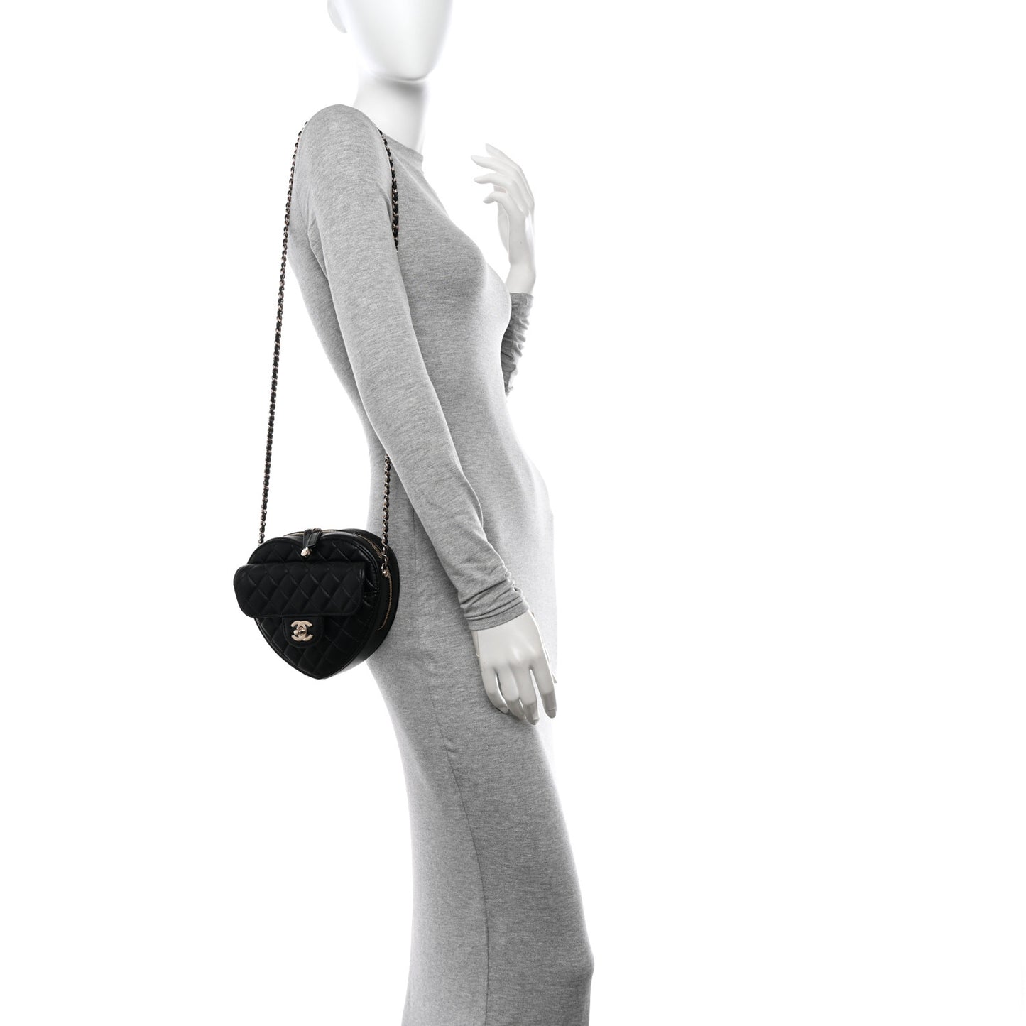 Lambskin Quilted CC In Love Heart Bag Black
