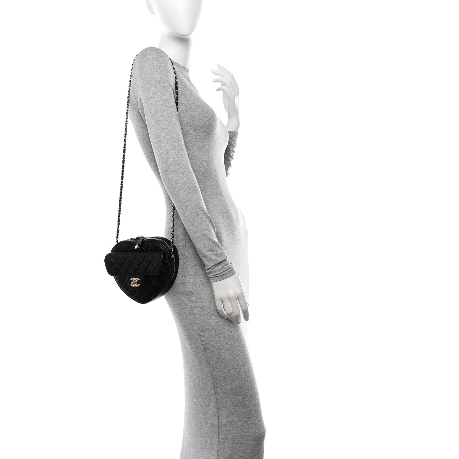 Chanel Lambskin Quilted CC In Love Heart Bag Black 2 of 10