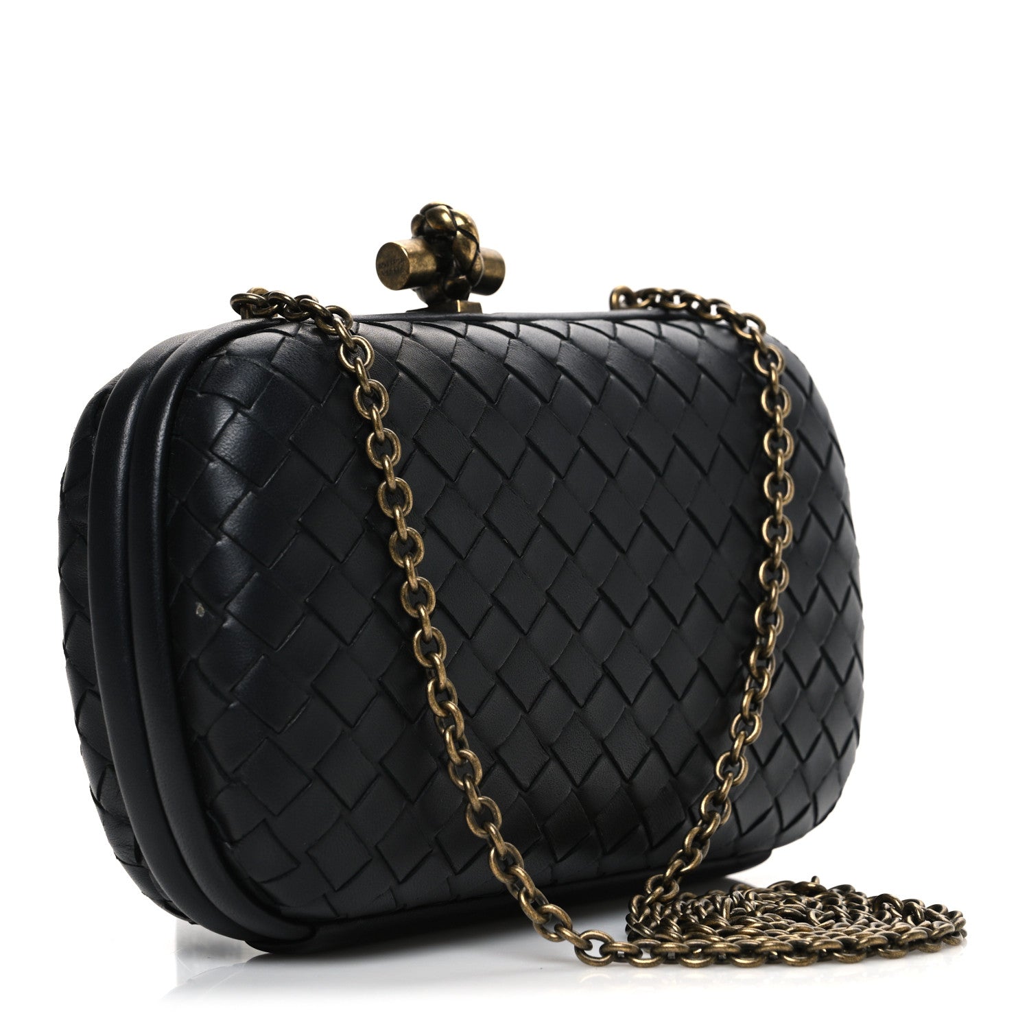 Bottega Veneta Nappa Intrecciato Chain Knot Clutch Black 3 of 9