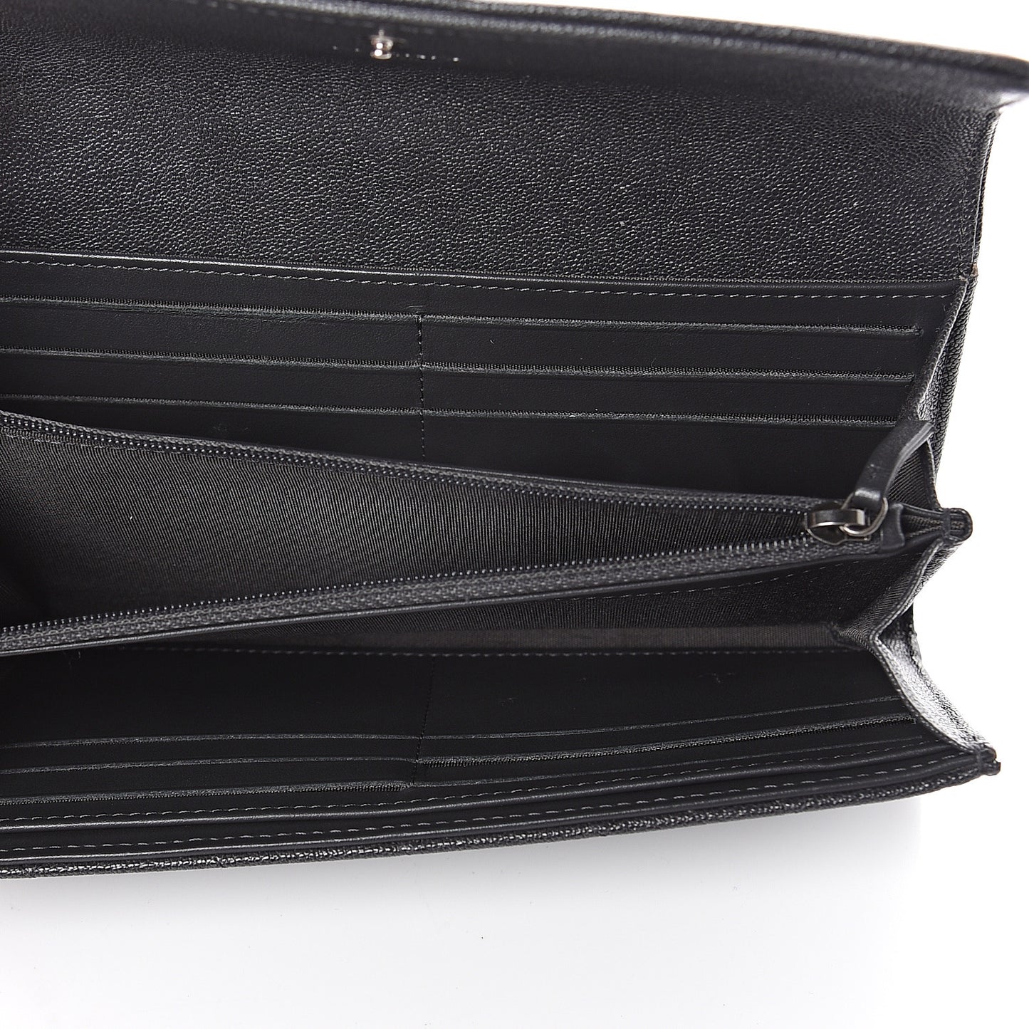 Metallic Caviar Quilted Boy Flap Wallet Black