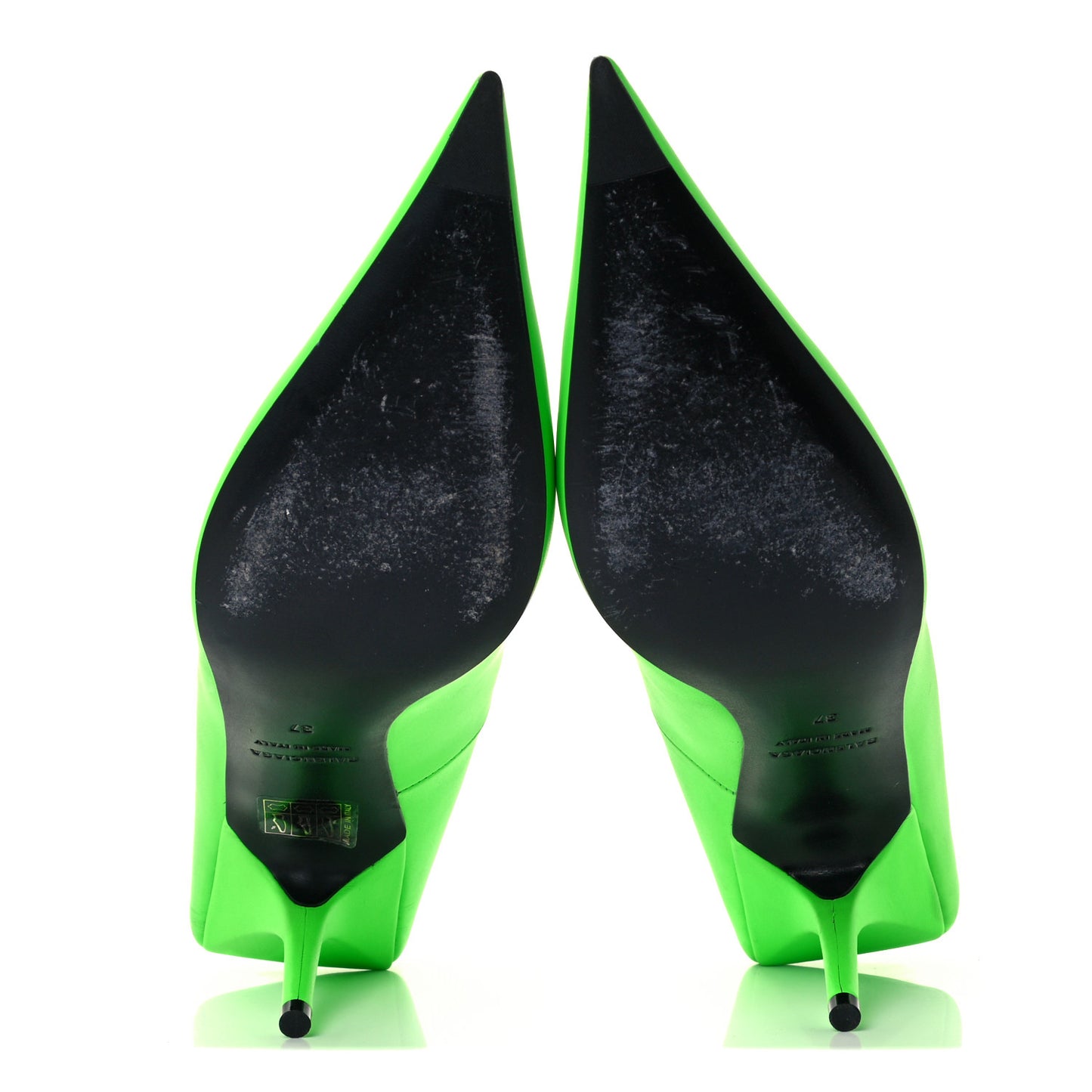Soft Nappa Square Knife 80mm Pumps 37 Neon Green