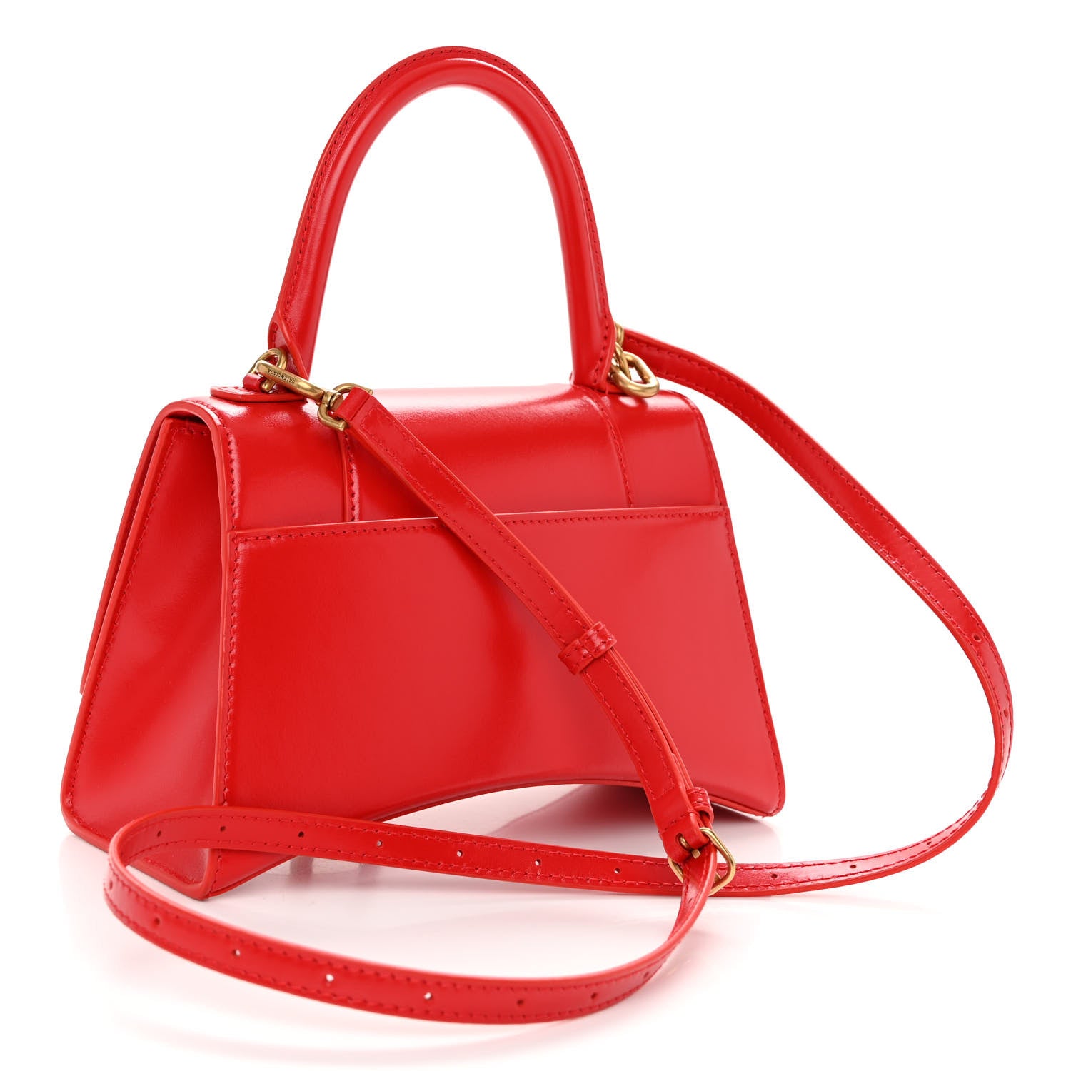 Balenciaga Shiny Box Calfskin Small Hourglass Top Handle Bag Bright Red 3 of 9