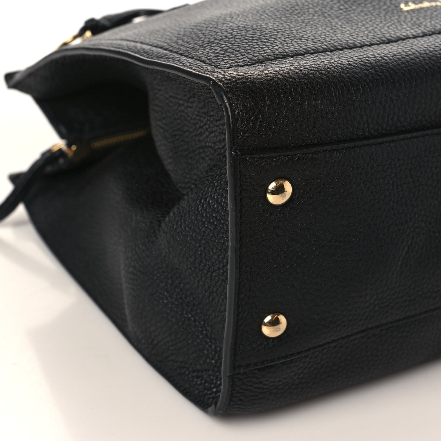 Hammered Calfskin Double Handle Small Amy Tote Black