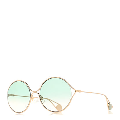 Gucci Round Pearl Tip Sunglasses GG0253S Gold 1 of 8