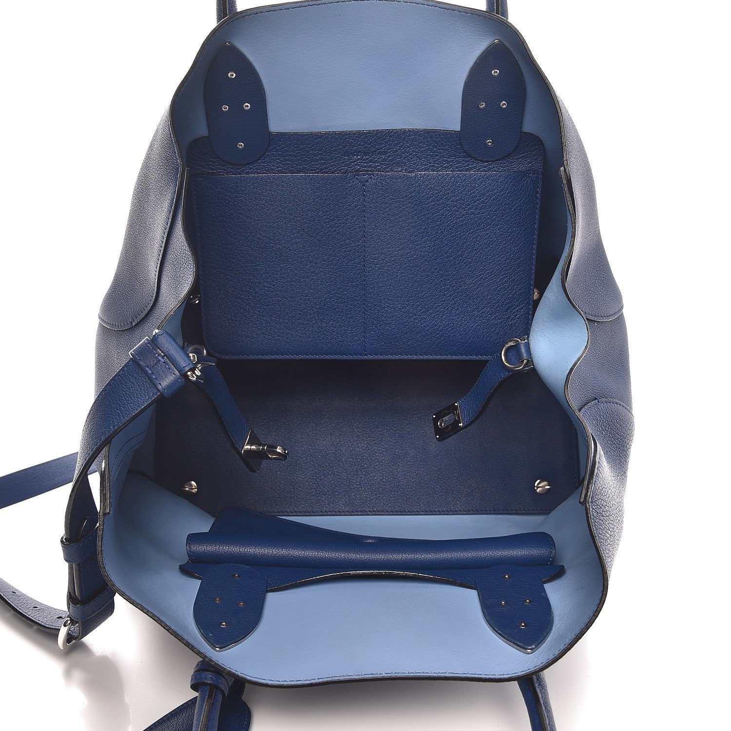 Christian Dior Supple Grained Calfskin Large Open Bar Tote Blue 6 of 12