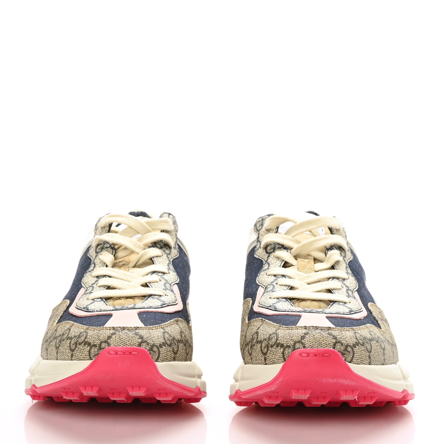 GG Supreme Monogram Mix Monogram Womens Rhyton Sneakers 40 London Blue Beige Pale Pink