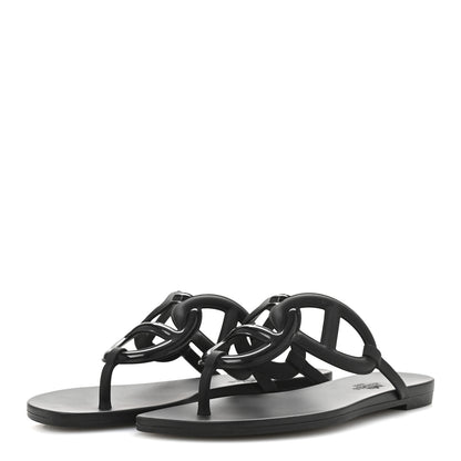 Hermes Rubber Womens Egerie Sandals 36 Black 4 of 10