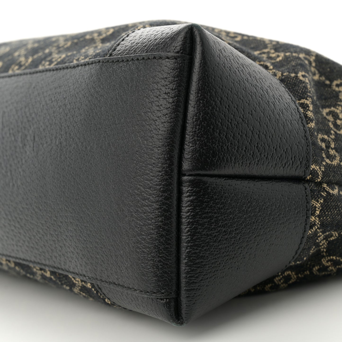 Jacquard Black Denim GG Monogram Medium Ophidia Shopping Tote Black Ivory