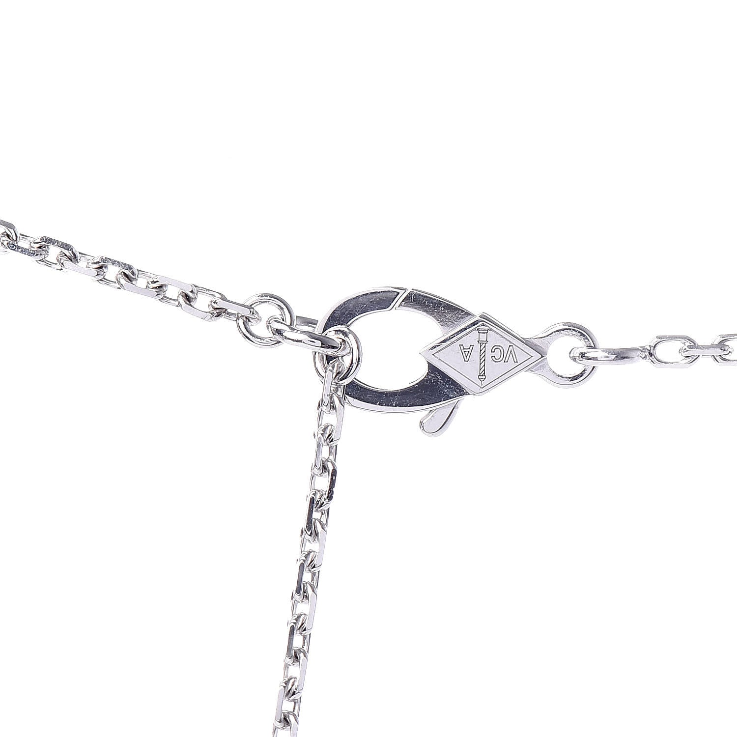 Van Cleef & Arpels 18K White Gold Chalcedony Vintage Alhambra Pendant Necklace 6 of 9