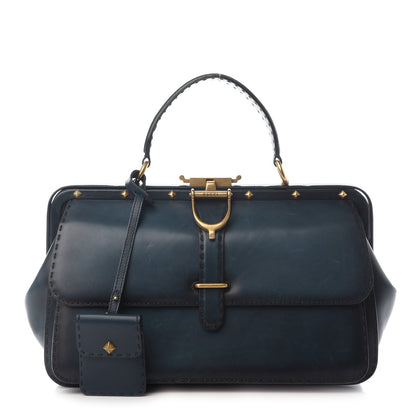 Gucci Calfskin Large Lady Stirrup Top Handle Dark Blue 1 of 10