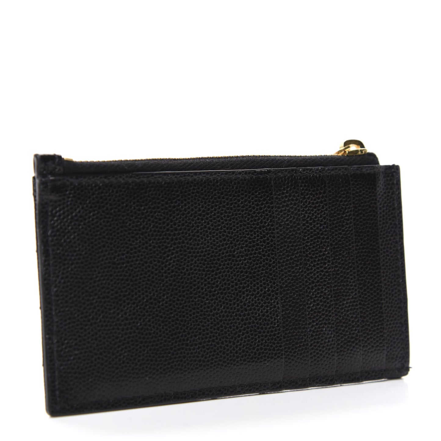 Grain De Poudre Matelasse Chevron Monogram Fragments Zippered Card Case Coal