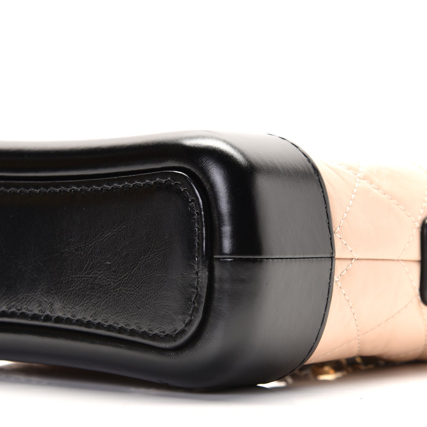 Aged Calfskin Quilted Small Gabrielle Hobo Beige Black