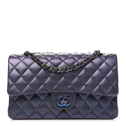 Chanel Iridescent Goatskin Quilted Medium Double Flap Purple 1 of 9