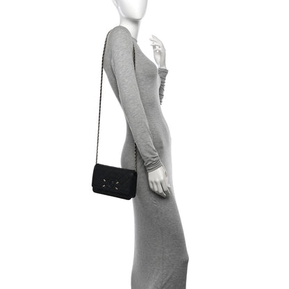Chanel Caviar Quilted CC Filigree Wallet On Chain WOC Black 2 of 11