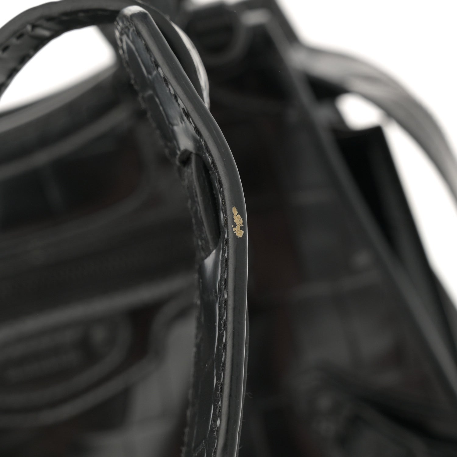 Balenciaga Semi Shiny Calfskin Crocodile Embossed Neo Classic Black Hardware Mini City Black 14 of 15