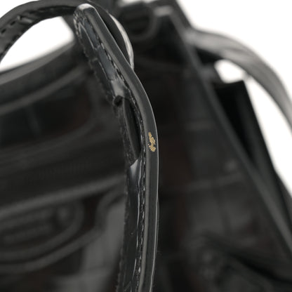 Balenciaga Semi Shiny Calfskin Crocodile Embossed Neo Classic Black Hardware Mini City Black 14 of 15