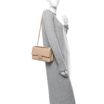 Chanel Caviar Quilted Medium Double Flap Beige 2 of 13