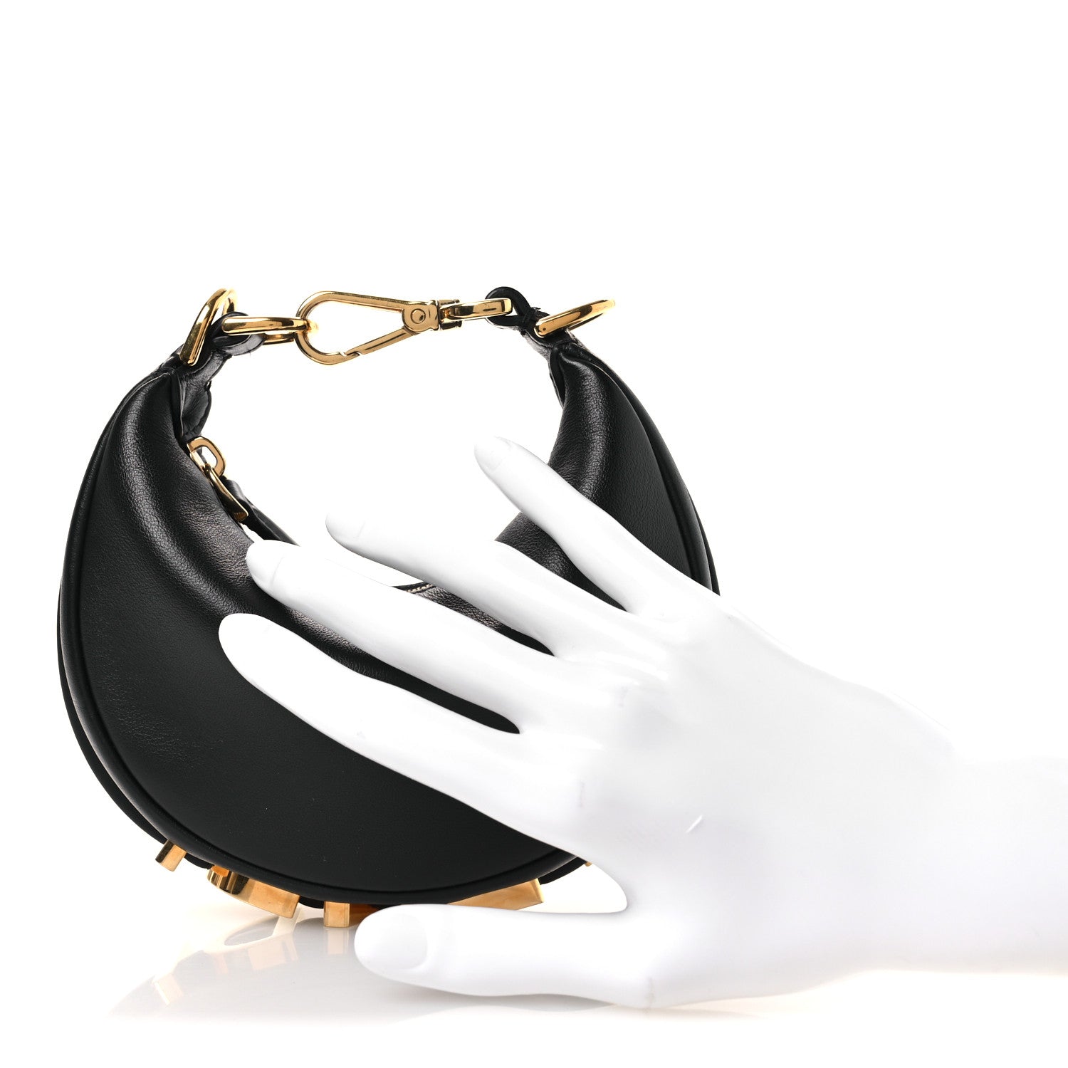 Fendi Vitello Grace Matte Nano Fendigraphy Hobo Charm Black 2 of 12