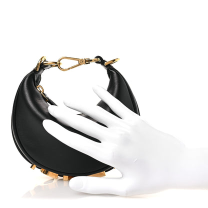 Fendi Vitello Grace Matte Nano Fendigraphy Hobo Charm Black 2 of 12