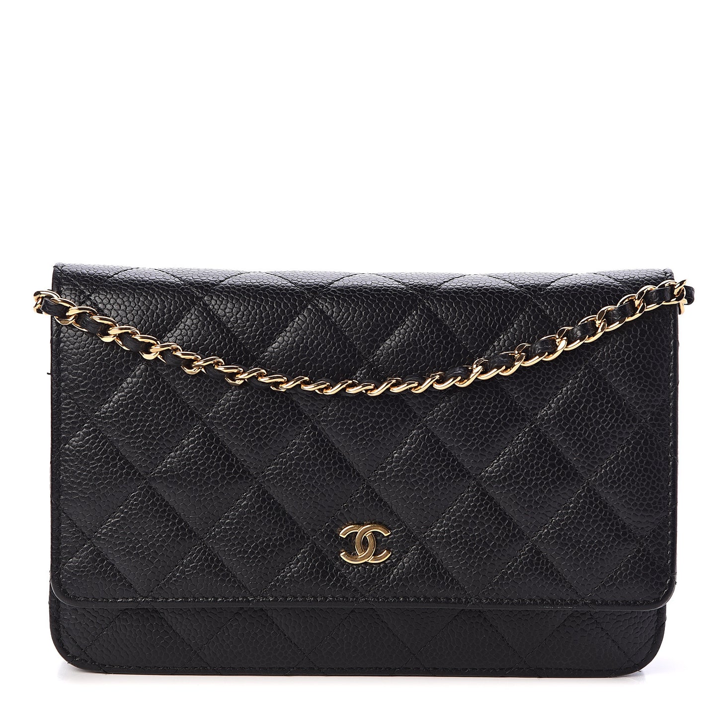 Caviar Quilted Wallet On Chain WOC Black