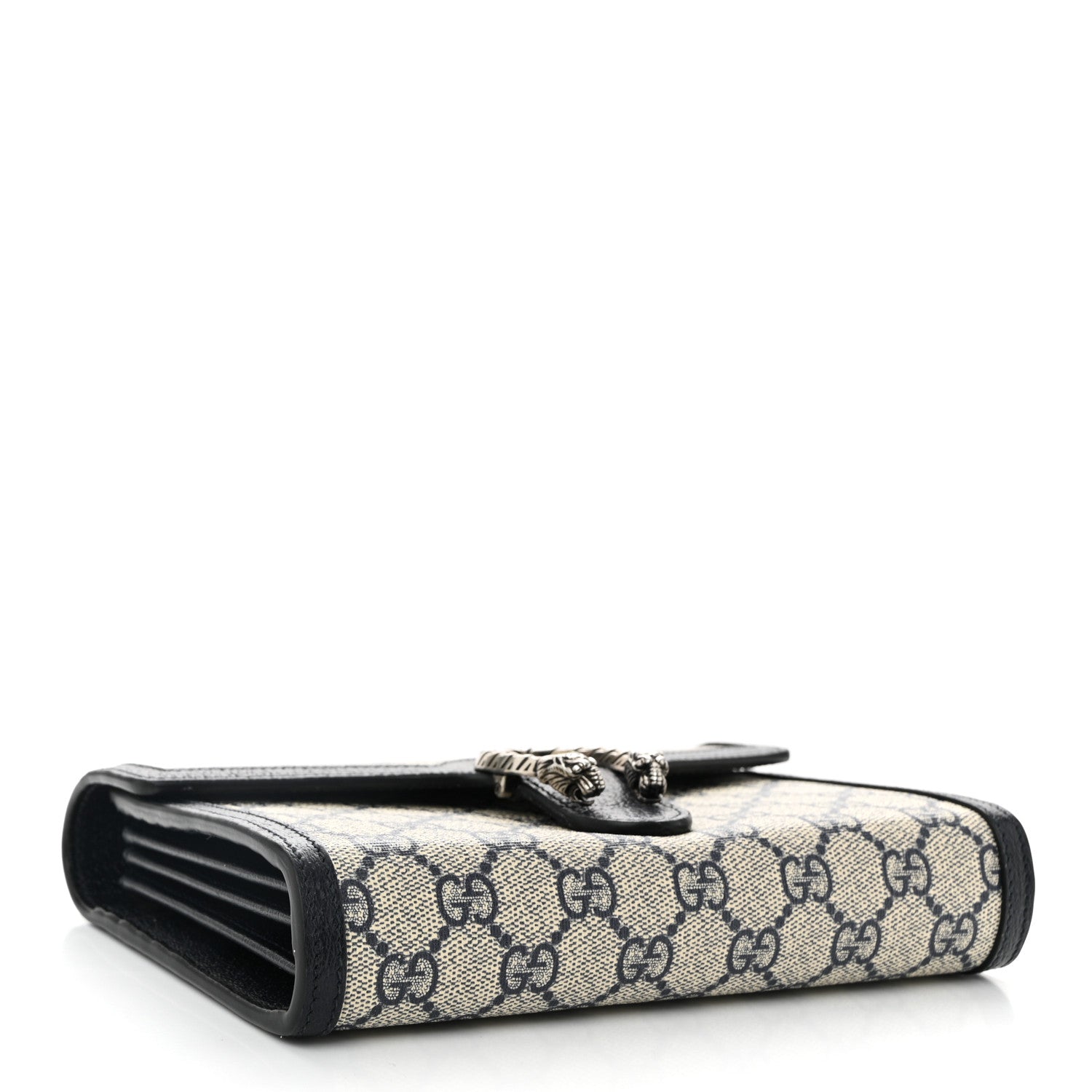 Gucci GG Supreme Monogram Textured Dollar Calfskin Mini Dionysus Chain Wallet Beige Blue 4 of 10