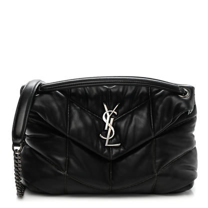 Saint Laurent Lambskin Quilted Small Loulou Puffer Monogram Chain Satchel Black 1 of 14