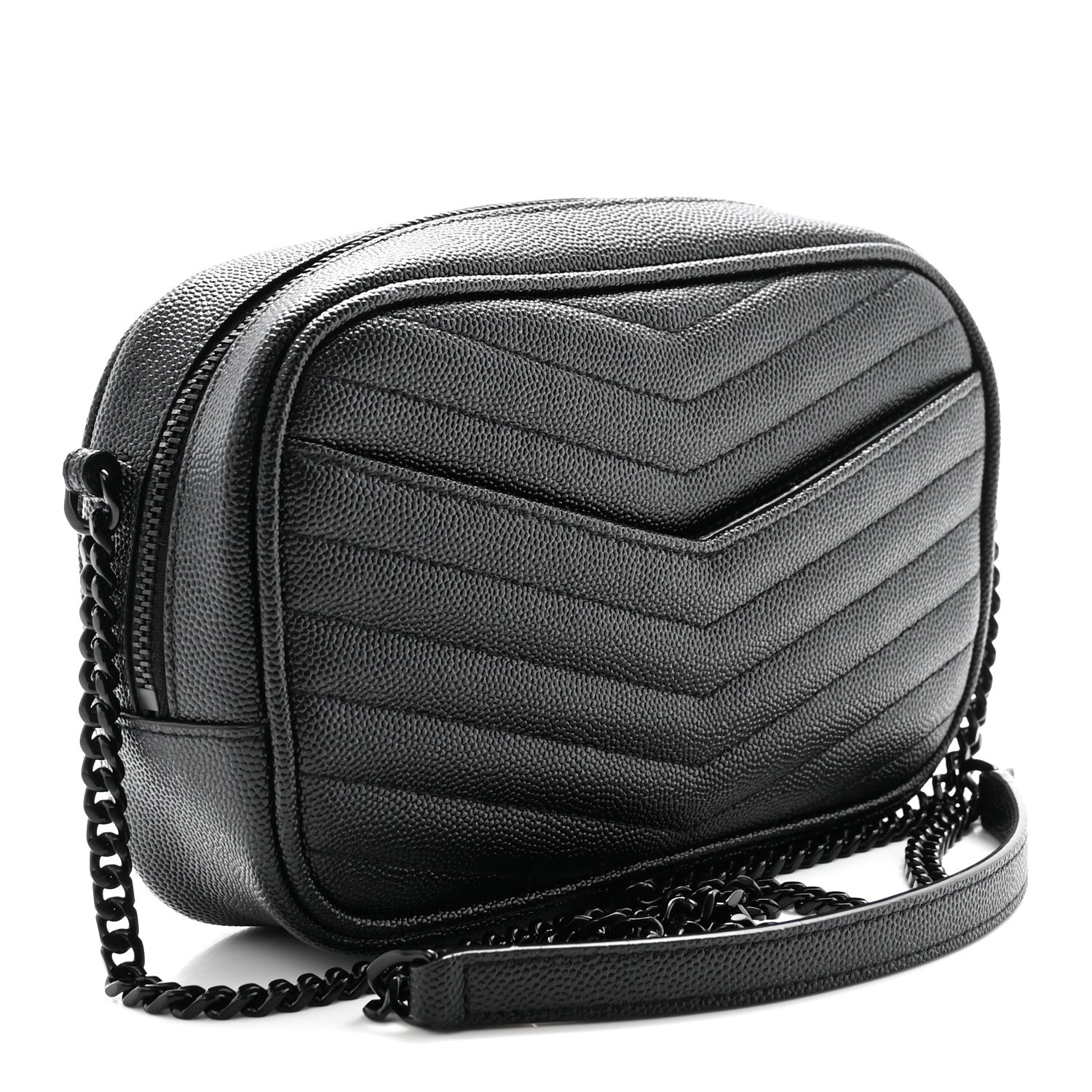 Saint Laurent Grain De Poudre Matelasse Monochrome Monogram Mini Lou Camera Bag Black 3 of 10
