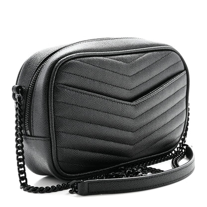 Saint Laurent Grain De Poudre Matelasse Monochrome Monogram Mini Lou Camera Bag Black 3 of 10