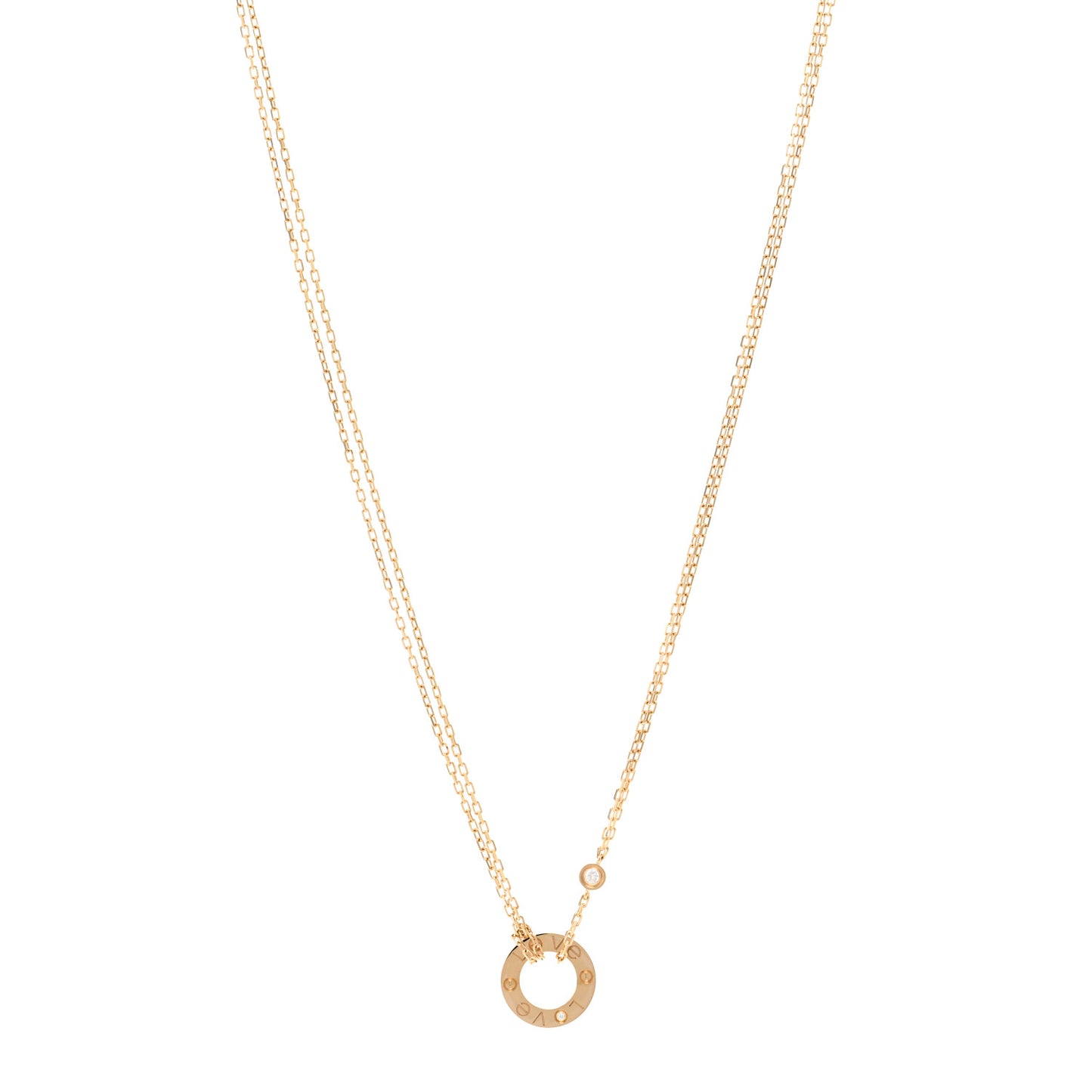 18K Yellow Gold 2 Diamond LOVE Necklace