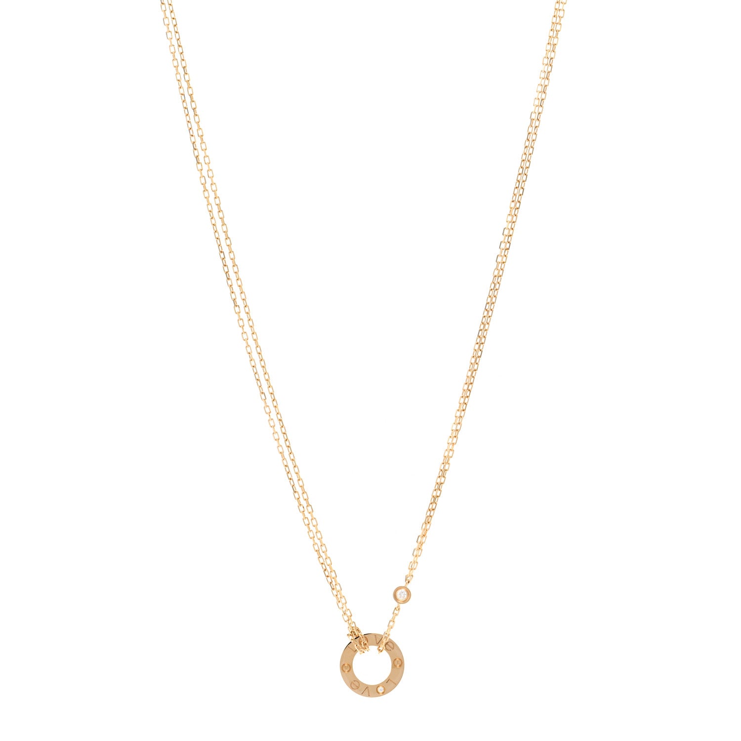 Cartier 18K Yellow Gold 2 Diamond LOVE Necklace 1 of 4