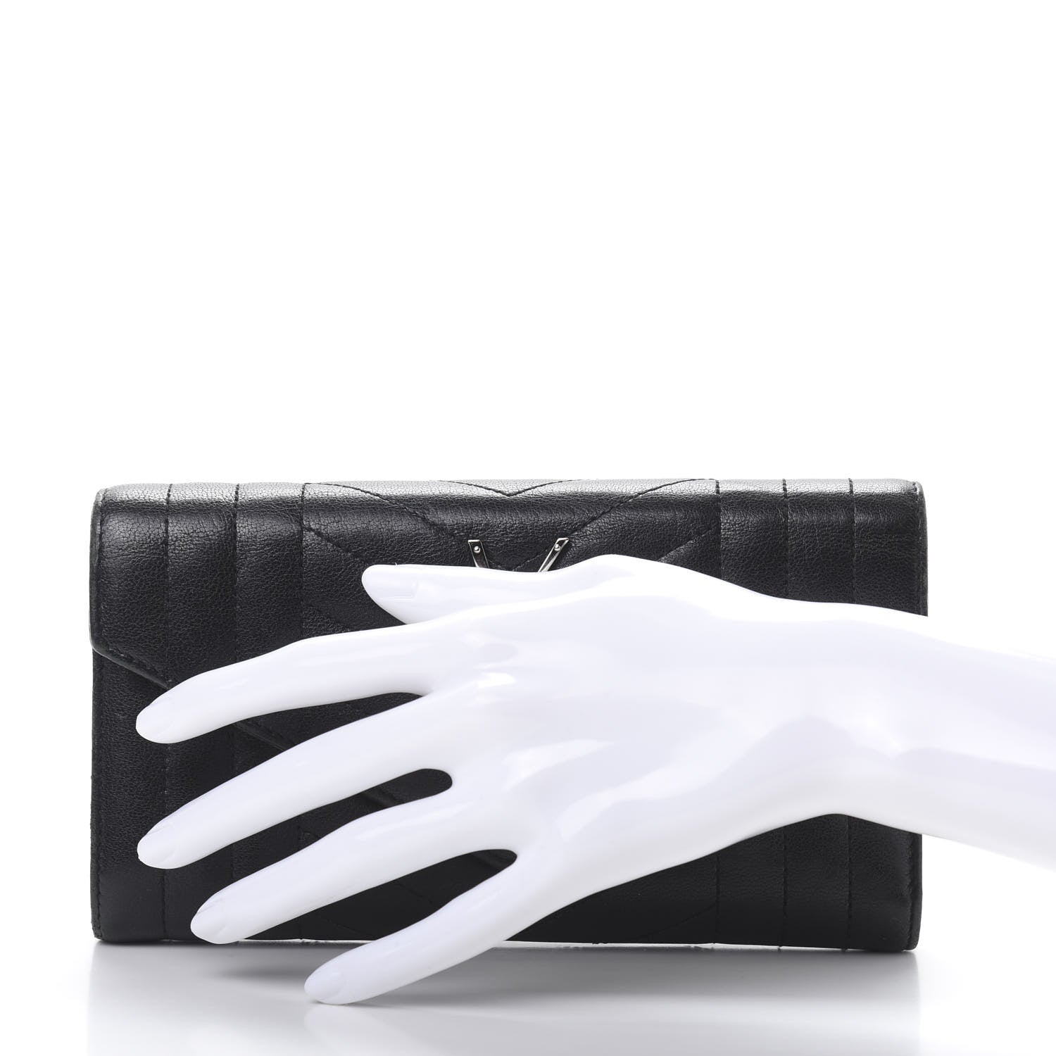 Saint Laurent Lambskin Mixed Matelasse Quilted Large Monogram Envelope Wallet Black 2 of 9