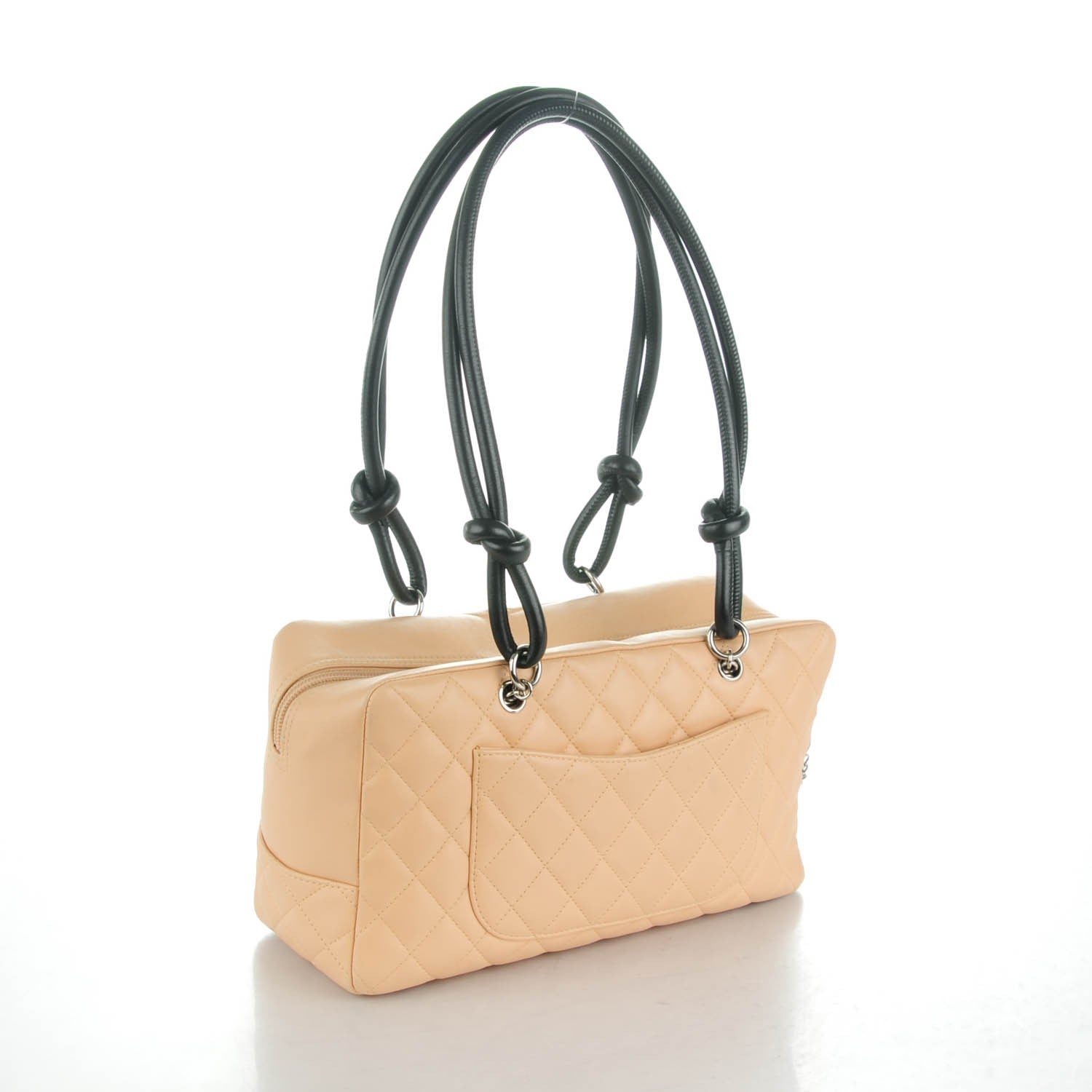 Chanel Calfskin Quilted Large Cambon Bowler Beige Black 3 of 12